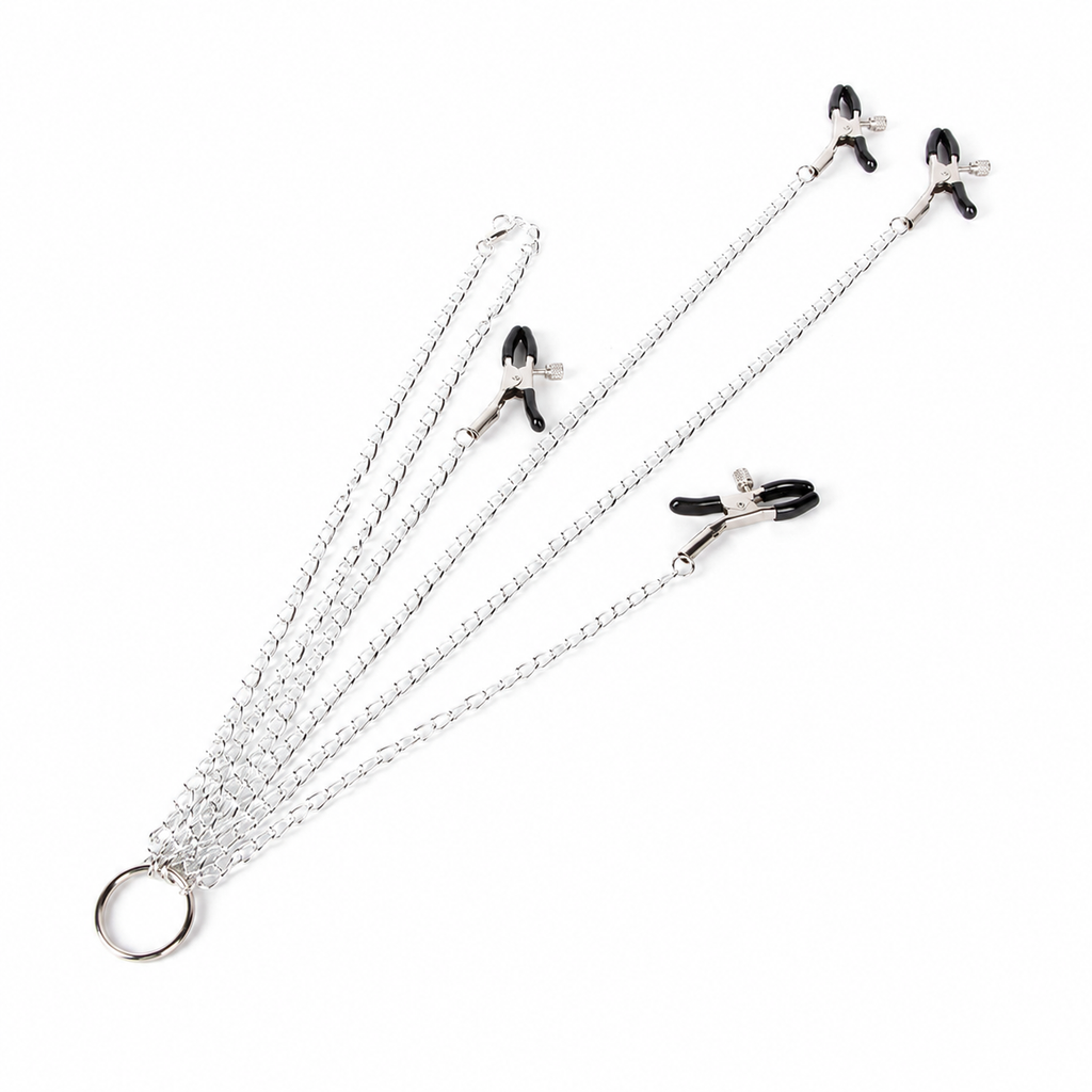 Bow & Bell Nipple Clamps with Chain | Sensual Adjustable Breast Play Accessory