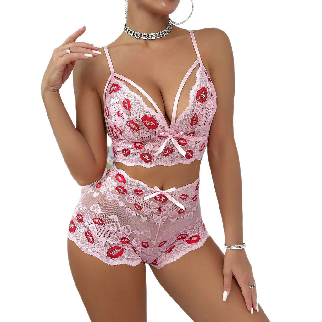 Playful Temptation Strappy Bralette & High-Waist Short Lingerie Set.