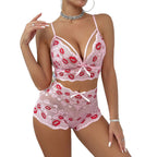 Playful Temptation Strappy Bralette & High-Waist Short Lingerie Set.