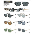 Square Double-Bridge Sunglasses | Transparent Rivet-Detail Navigator Eyewear | 6269P