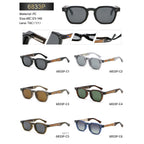 Rounded Square Sunglasses | Triple-Rivet Natural-Texture Temple Eyewear | 6833P