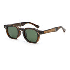 Rounded Square Sunglasses | Triple-Rivet Natural-Texture Temple Eyewear | 6833P