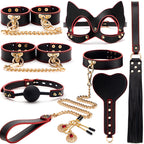 Midnight Temptation 8-Piece BDSM Kit | Genuine Leather Bondage Set for Couples Description