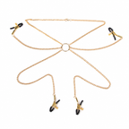 Bow & Bell Nipple Clamps with Chain | Sensual Adjustable Breast Play Accessory