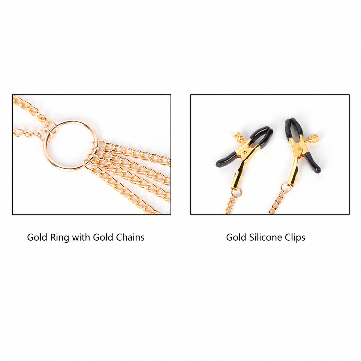 Bow & Bell Nipple Clamps with Chain | Sensual Adjustable Breast Play Accessory