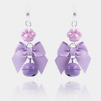 Cat Paw Bow Nipple Clamps with Bell Charms | Playful Sensual Breast Clips.