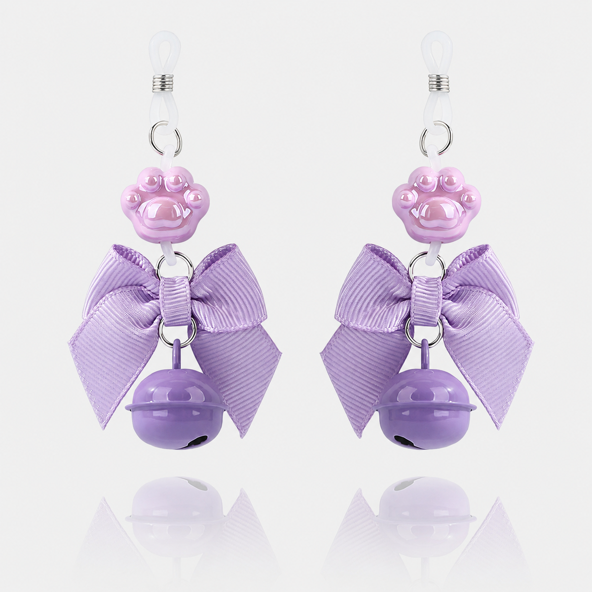 Cat Paw Bow Nipple Clamps with Bell Charms | Playful Sensual Breast Clips.