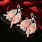 Lace Bow Nipple Clamps with Bell Charms | Adjustable Sensual Breast Play Clips