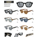 Geometric Round Sunglasses | Sculpted-Rim Metal-Accent Statement Eyewear | 9860P