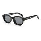 Geometric Round Sunglasses | Sculpted-Rim Metal-Accent Statement Eyewear | 9860P
