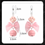 Cat Paw Bow Nipple Clamps with Bell Charms | Playful Sensual Breast Clips.