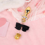 Jeweled Bow Butt Plug with Bell Charm | Sensual Dangling Anal Toy Description