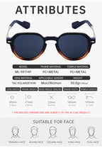 Geometric Polarized Sunglasses for driving, travel and outdoor use | Small Frame | ML-98174P