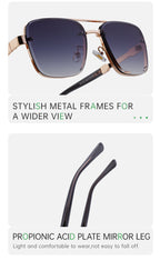 Trend-Forward Square Fashion Sunglasses with Double Bridge + Diamond-Cut Edge | WF-5G122
