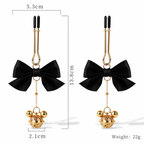 Bow & Bell Nipple Clamps | Sensual Breast Play Clips with Dangling Charms