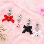 Jeweled Bow Butt Plug with Bell Charm | Sensual Dangling Anal Toy Description