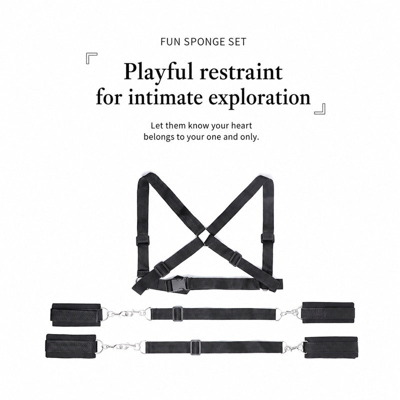 Adjustable BDSM Sponge Restraint Set | Soft Cuffs, Harness & Connecting Straps