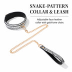 Snake-Pattern Collar & Leash Set | Adjustable PU Leather BDSM Accessory