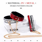 Snake-Pattern Collar & Leash Set | Adjustable PU Leather BDSM Accessory