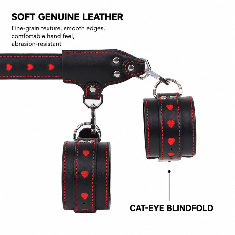 Heart-Pattern 10-Piece BDSM Restraint Set | Playful Straight Bar Kit