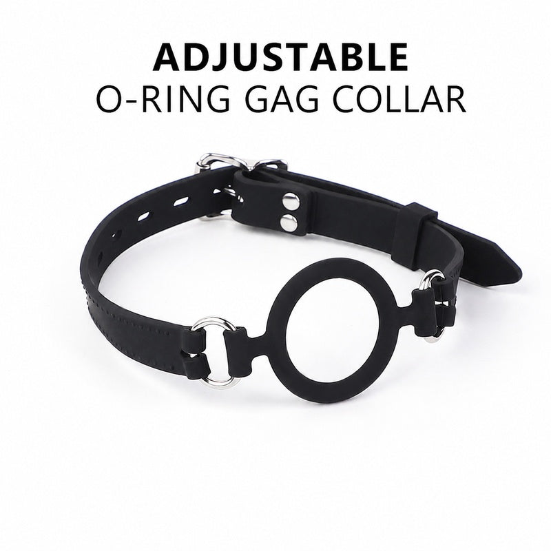 O-Ring Mouth Gag Collar | Adjustable Silicone-Style BDSM Accessory