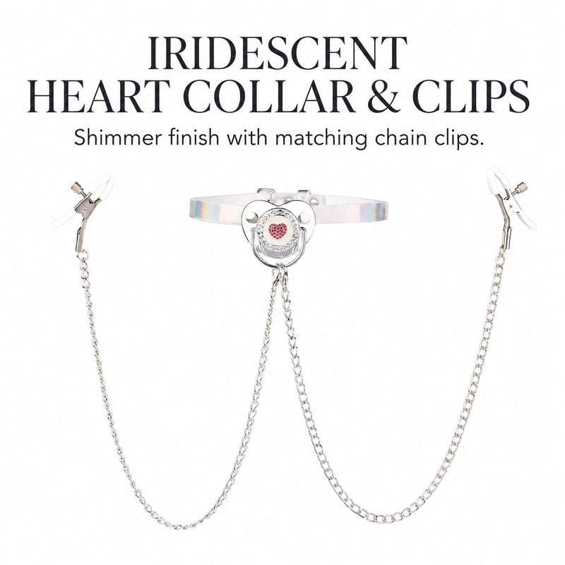 Heart Collar & Nipple Clamp Set | Adjustable BDSM Accessory