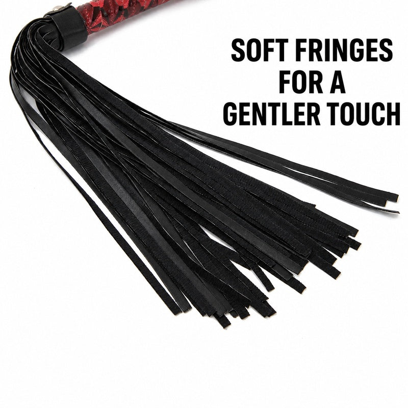 Crimson Temptation Leather Flogger | Soft Fringe BDSM Paddle for Sensual Play
