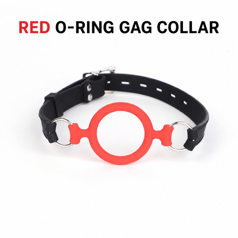 O-Ring Mouth Gag Collar | Adjustable Silicone-Style BDSM Accessory