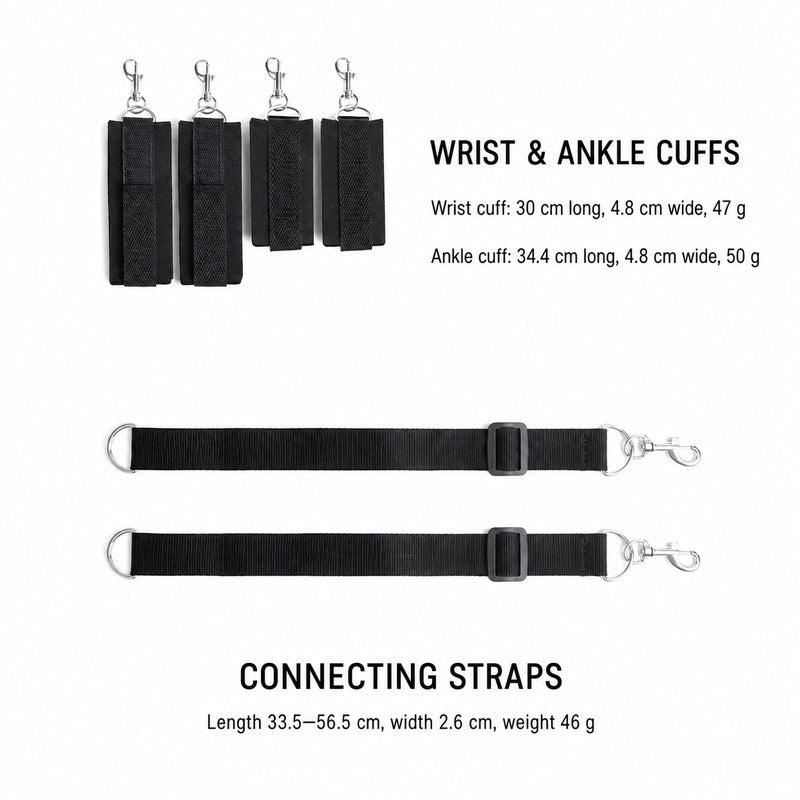 Adjustable BDSM Sponge Restraint Set | Soft Cuffs, Harness & Connecting Straps