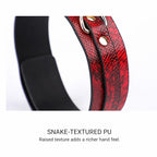 Snake-Pattern Collar & Leash Set | Adjustable PU Leather BDSM Accessory