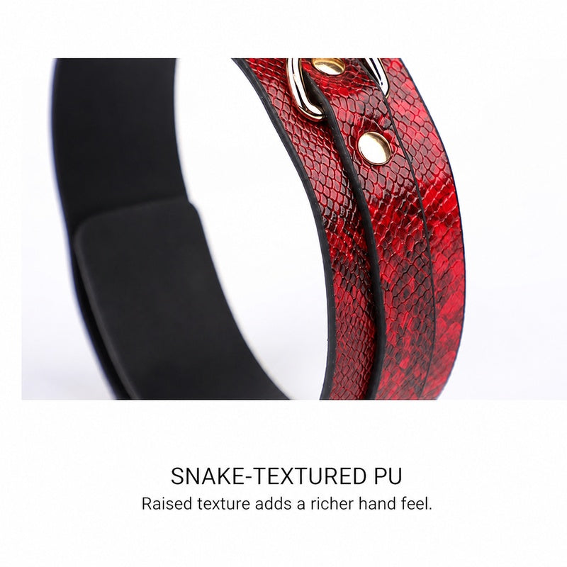 Snake-Pattern Collar & Leash Set | Adjustable PU Leather BDSM Accessory