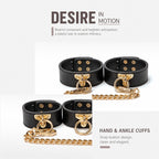 Midnight Temptation 8-Piece BDSM Kit | Genuine Leather Bondage Set for Couples Description