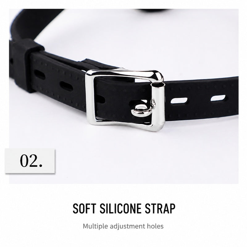 O-Ring Mouth Gag Collar | Adjustable Silicone-Style BDSM Accessory