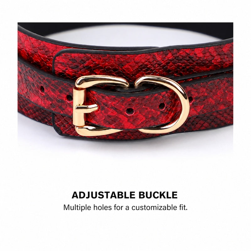 Snake-Pattern Collar & Leash Set | Adjustable PU Leather BDSM Accessory