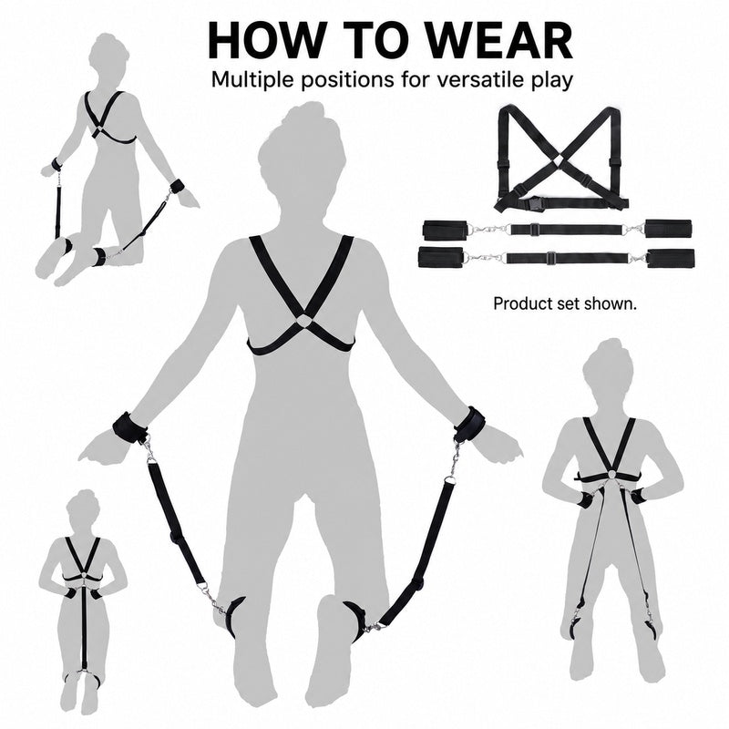 Adjustable BDSM Sponge Restraint Set | Soft Cuffs, Harness & Connecting Straps