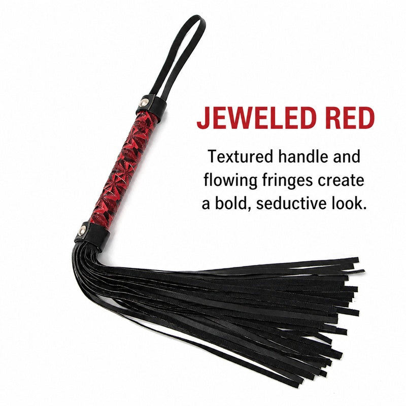 Crimson Temptation Leather Flogger | Soft Fringe BDSM Paddle for Sensual Play
