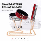 Snake-Pattern Collar & Leash Set | Adjustable PU Leather BDSM Accessory