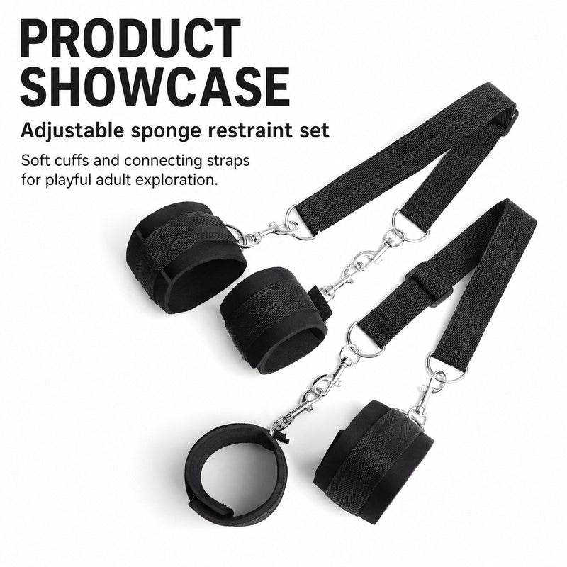 Adjustable BDSM Sponge Restraint Set | Soft Cuffs, Harness & Connecting Straps