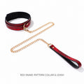 Snake-Pattern Collar & Leash Set | Adjustable PU Leather BDSM Accessory