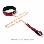 Snake-Pattern Collar & Leash Set | Adjustable PU Leather BDSM Accessory