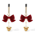 Bow & Bell Nipple Clamps | Sensual Breast Play Clips with Dangling Charms