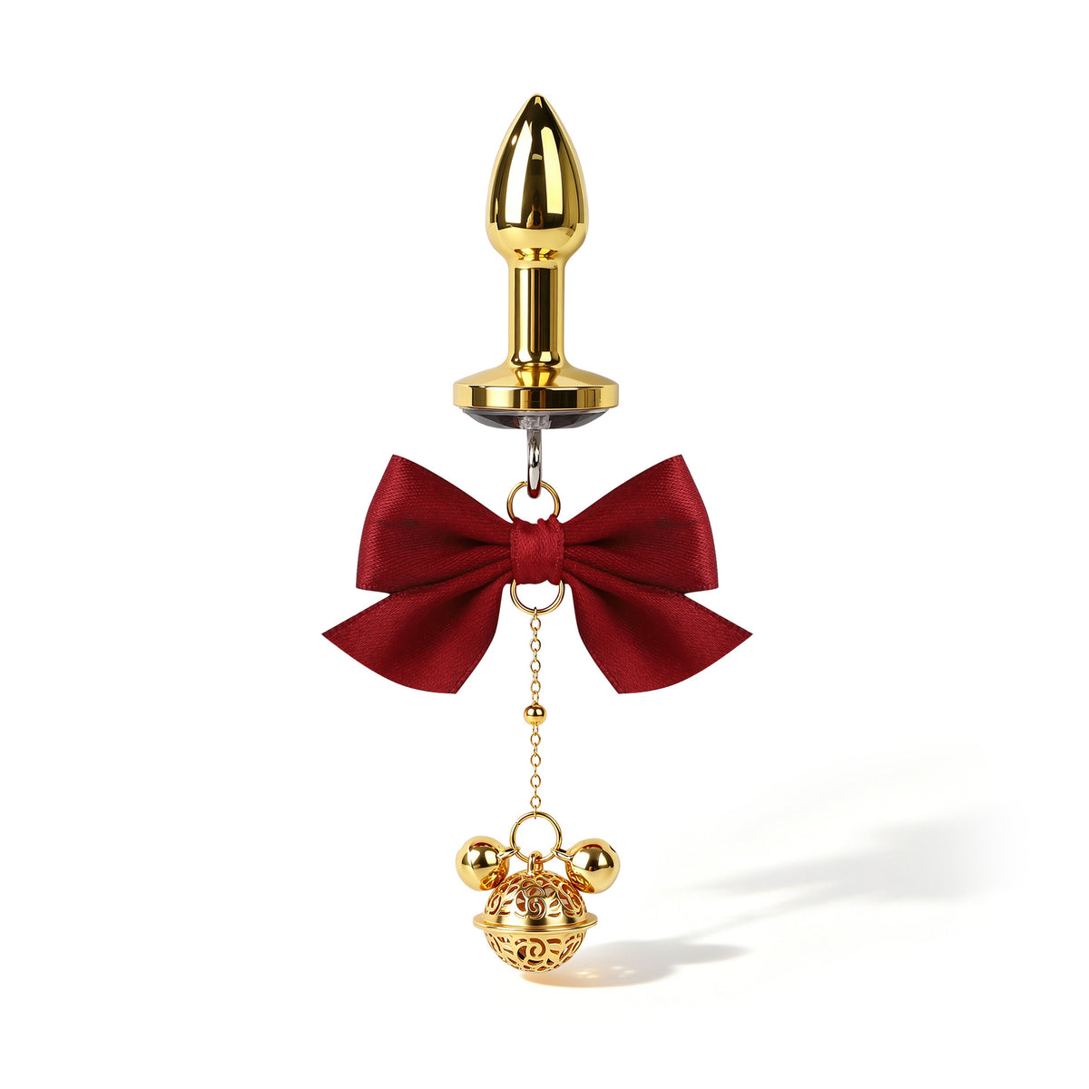 Title Bow Charm Tapered Butt Plug with Bell Pendant | Decorat