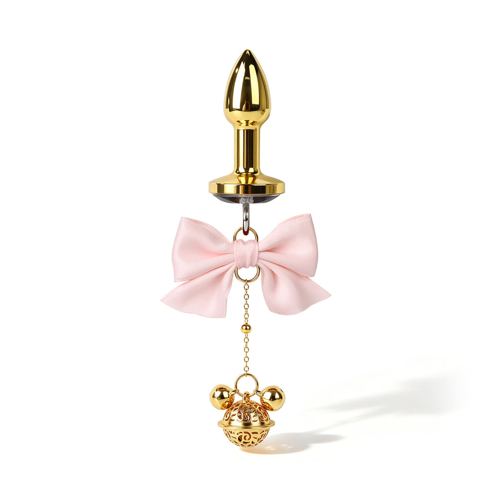 Title Bow Charm Tapered Butt Plug with Bell Pendant | Decorat
