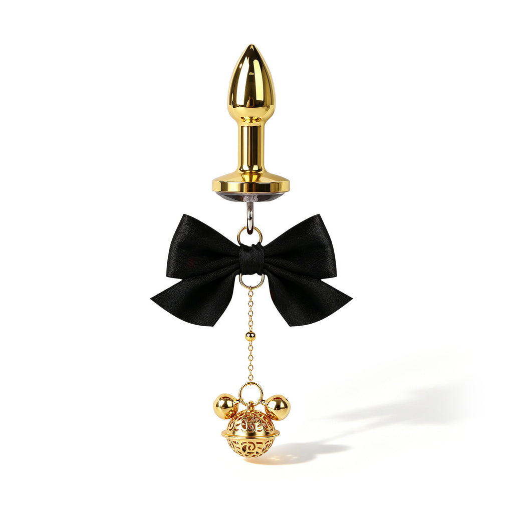 Title Bow Charm Tapered Butt Plug with Bell Pendant | Decorat