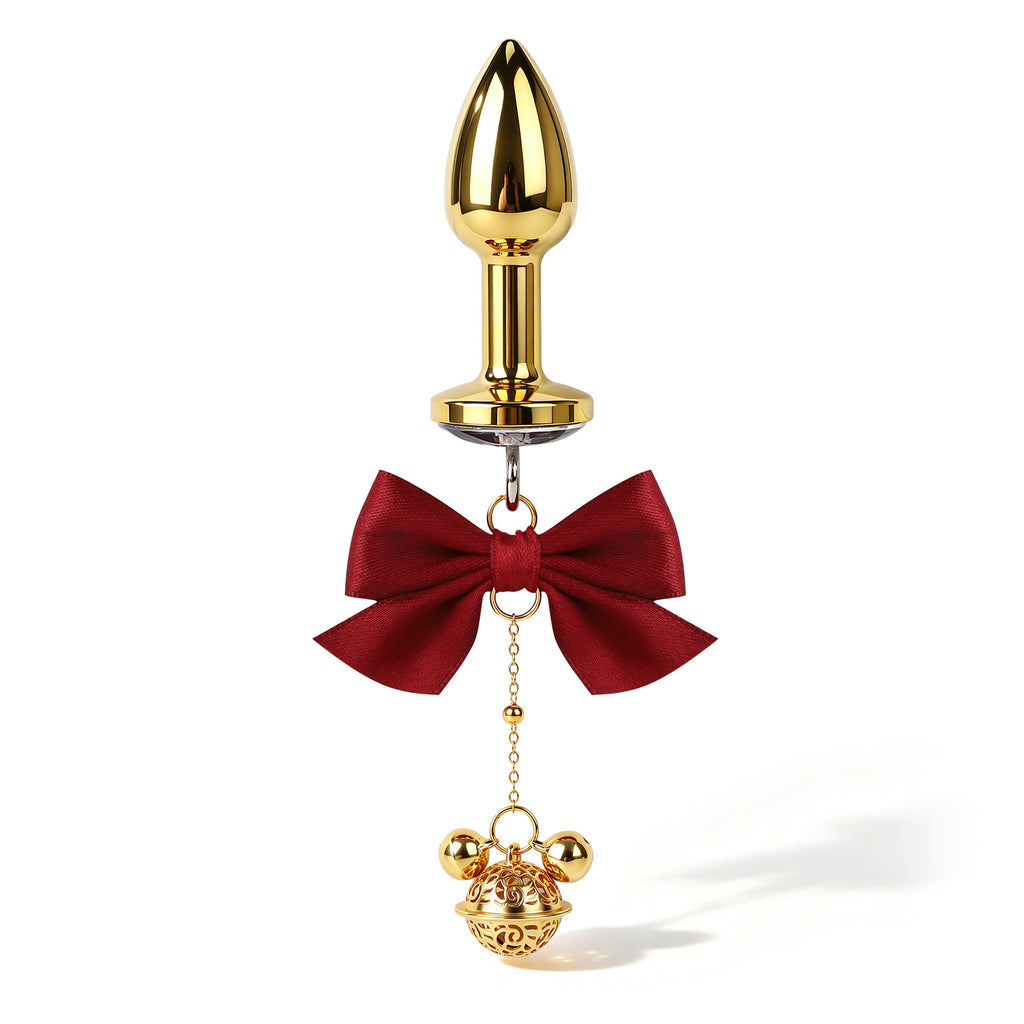 Title Bow Charm Tapered Butt Plug with Bell Pendant | Decorat