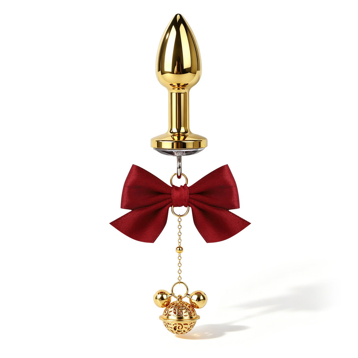 Title Bow Charm Tapered Butt Plug with Bell Pendant | Decorat