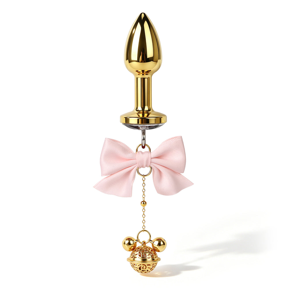 Title Bow Charm Tapered Butt Plug with Bell Pendant | Decorat