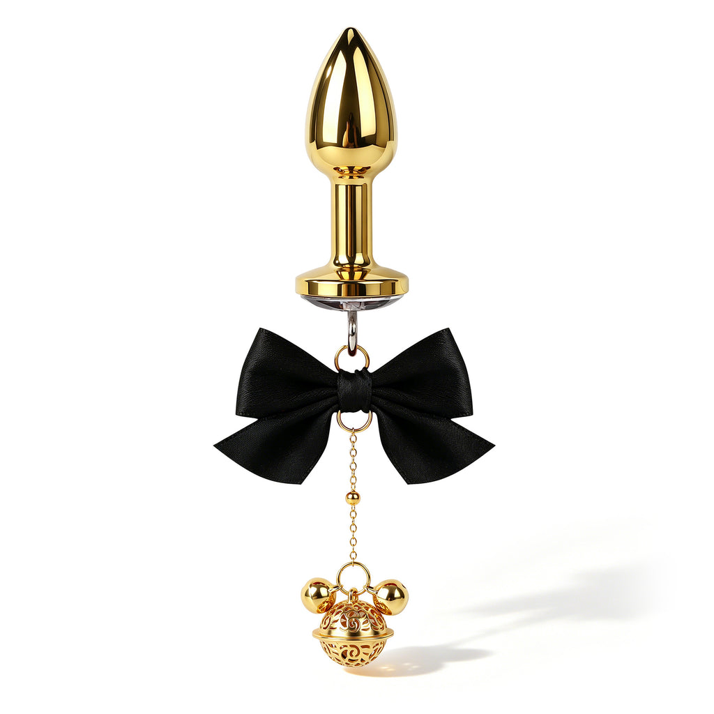 Title Bow Charm Tapered Butt Plug with Bell Pendant | Decorat