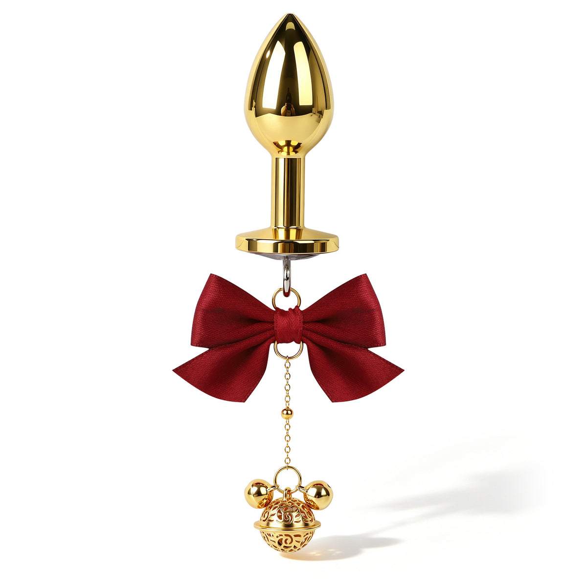Title Bow Charm Tapered Butt Plug with Bell Pendant | Decorat