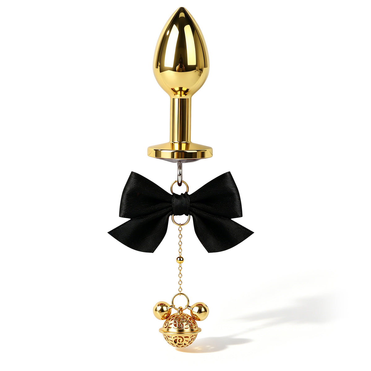 Title Bow Charm Tapered Butt Plug with Bell Pendant | Decorat